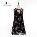 Fashion Black Spring Floral Dinner Dresses Ladies Clothes